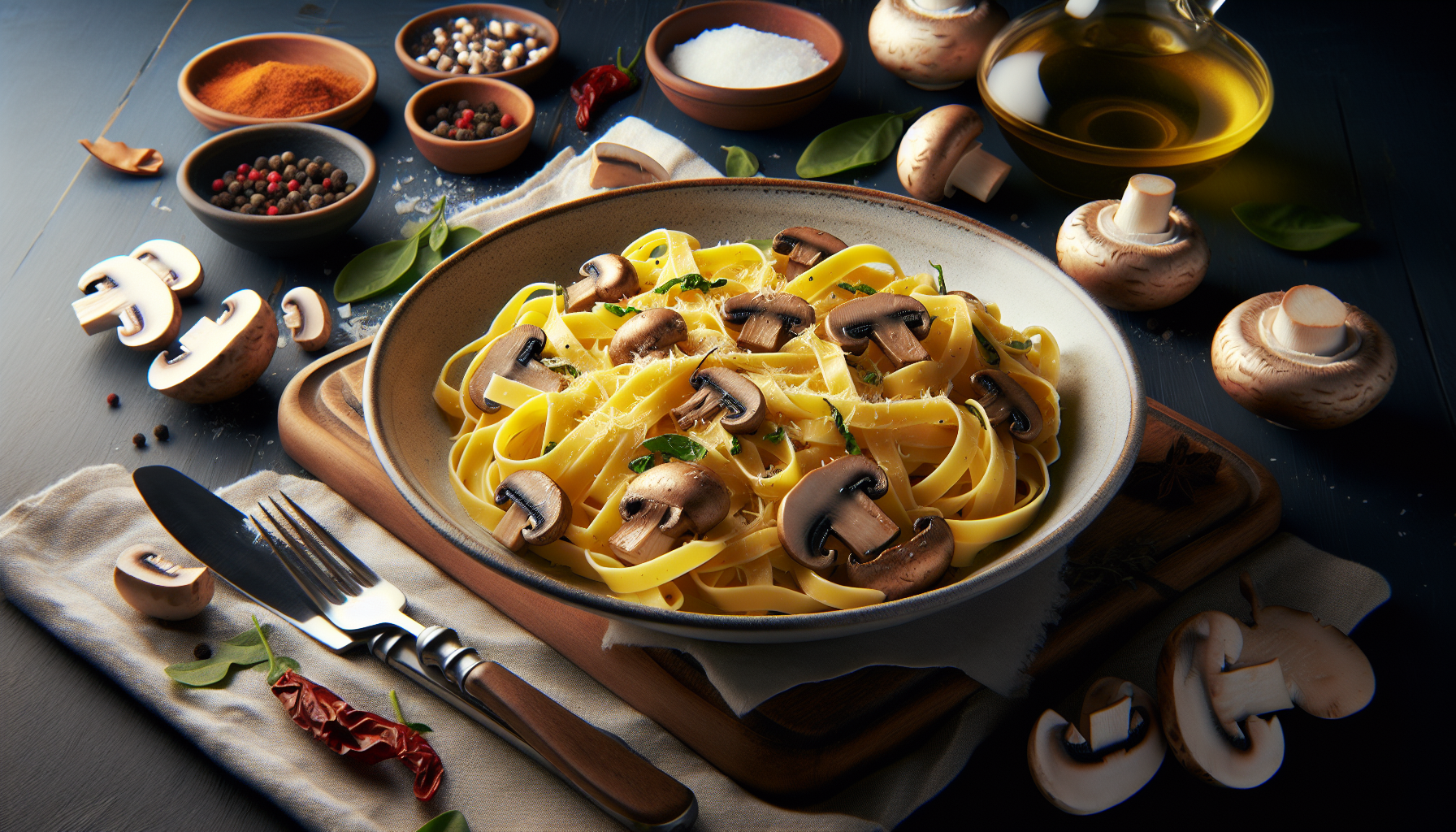 tagliatelle con funghi